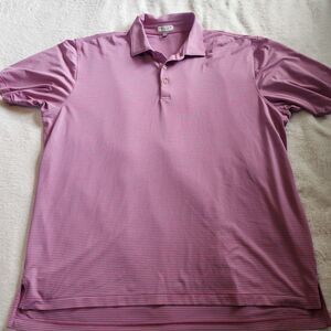 Peter Millar Performance Golf Polo Shirt Men's XXL Pink Blue Striped EUC